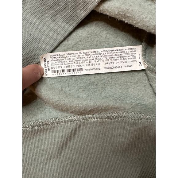 ZARA Women’s Sage Green High Neck Sweatshirt Size Small | Fleece Lined Pullover - Picture 3 of 6